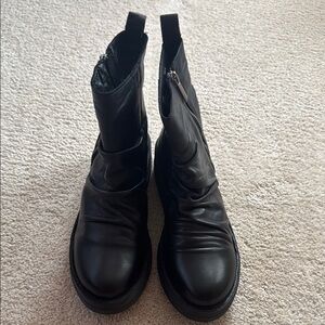 Miz Mooz Black Leather Combat Boots Sturdy Design